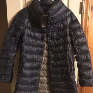Long Navy Blue Puffer Jacket